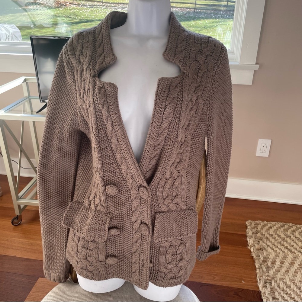 Dark taupe cardigan wool blend